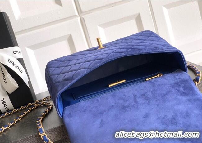 Buy Fashionable Chanel Suede Flap Bag CH101103 Royal Blue 2025