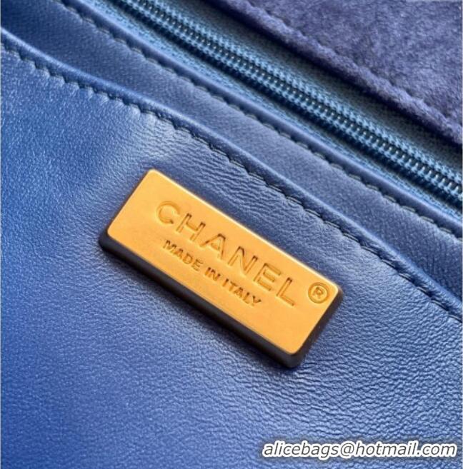 Buy Fashionable Chanel Suede Flap Bag CH101103 Royal Blue 2025
