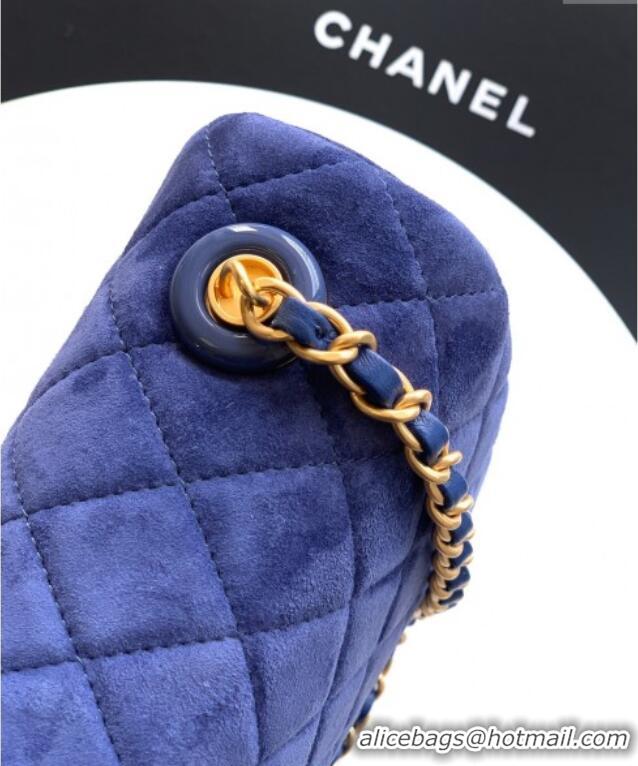 Buy Fashionable Chanel Suede Flap Bag CH101103 Royal Blue 2025