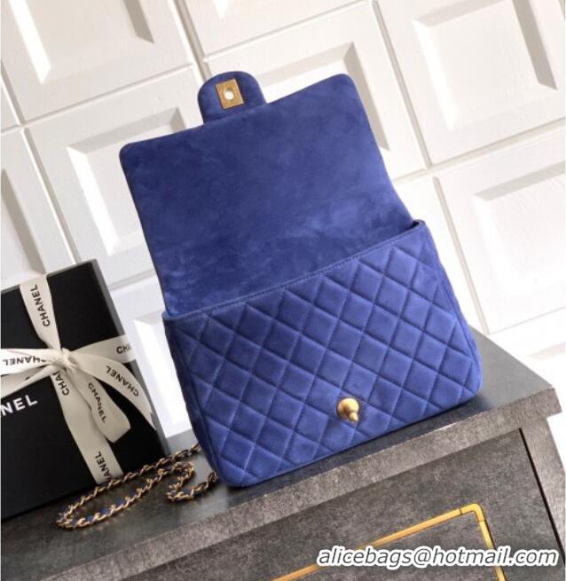 Buy Fashionable Chanel Suede Flap Bag CH101103 Royal Blue 2025