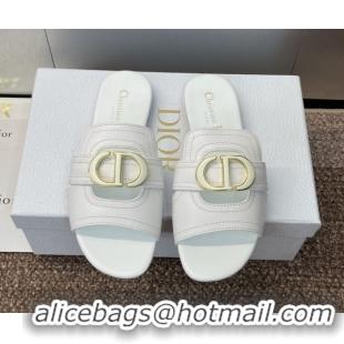Purchase Dior 30 Montaigne Flat Slides Sandal in Calfskin Leather White DR082205 0822101