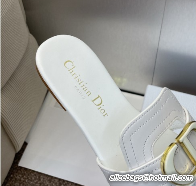 Purchase Dior 30 Montaigne Flat Slides Sandal in Calfskin Leather White DR082205 0822101