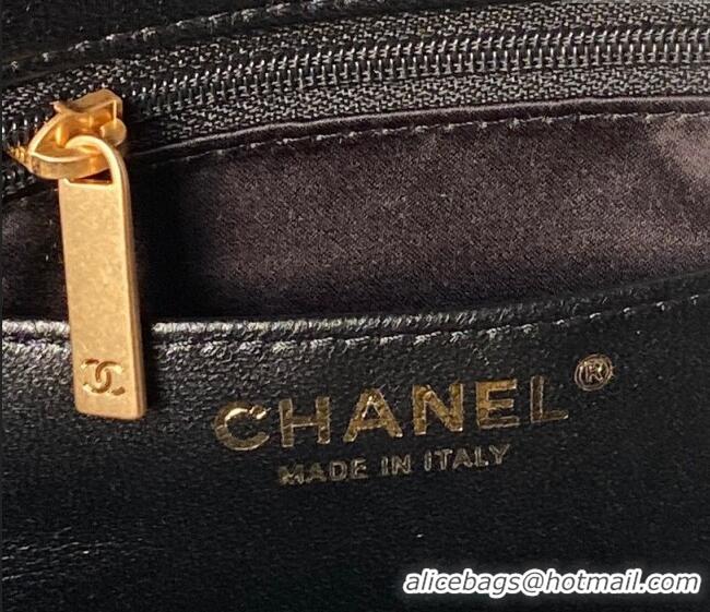 Inexpensive Chanel Shiny Lambskin Maxi Flap bag with Pockets AS5727 Black 2025