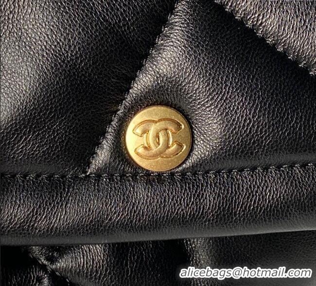 Inexpensive Chanel Shiny Lambskin Maxi Flap bag with Pockets AS5727 Black 2025