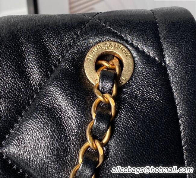 Inexpensive Chanel Shiny Lambskin Maxi Flap bag with Pockets AS5727 Black 2025