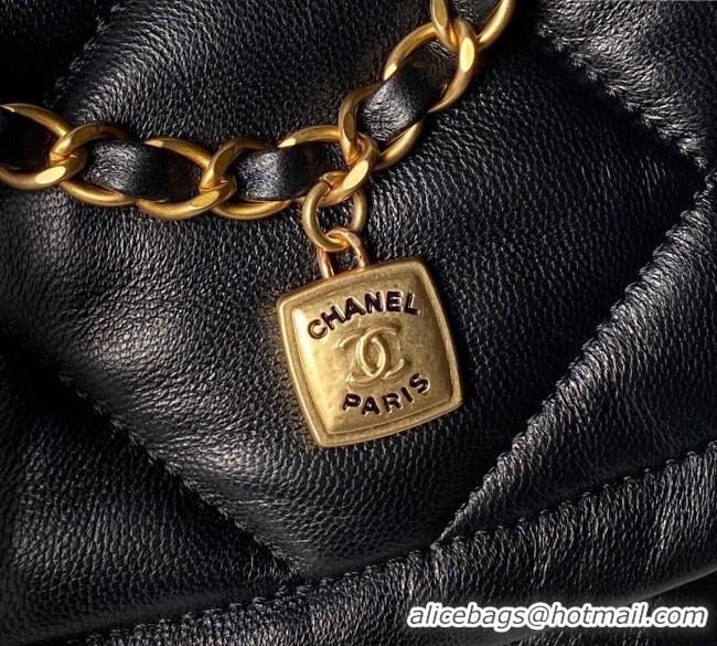 Inexpensive Chanel Shiny Lambskin Maxi Flap bag with Pockets AS5727 Black 2025