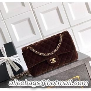 Top Quality Chanel Velvet Classic 11.12 Flap Handbag A01112 Dark Brown 2025