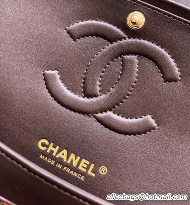 Top Quality Chanel Velvet Classic 11.12 Flap Handbag A01112 Dark Brown 2025