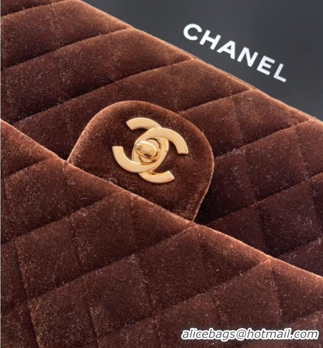 Top Quality Chanel Velvet Classic 11.12 Flap Handbag A01112 Dark Brown 2025