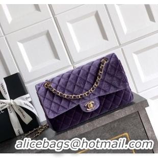 Market Sells Chanel Velvet Classic 11.12 Flap Handbag A01112 Purple 2025