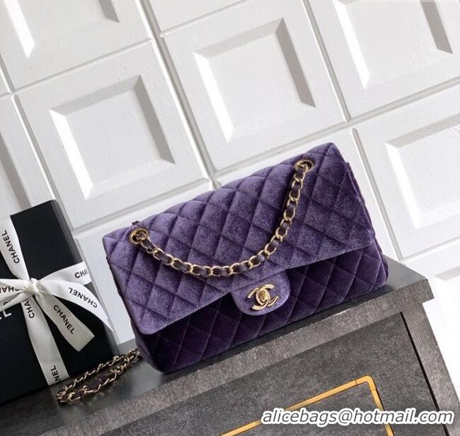 Market Sells Chanel Velvet Classic 11.12 Flap Handbag A01112 Purple 2025