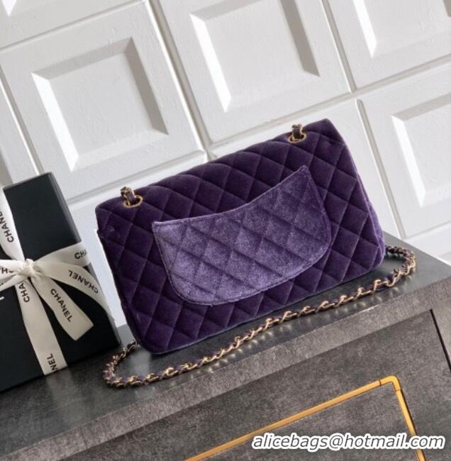 Market Sells Chanel Velvet Classic 11.12 Flap Handbag A01112 Purple 2025