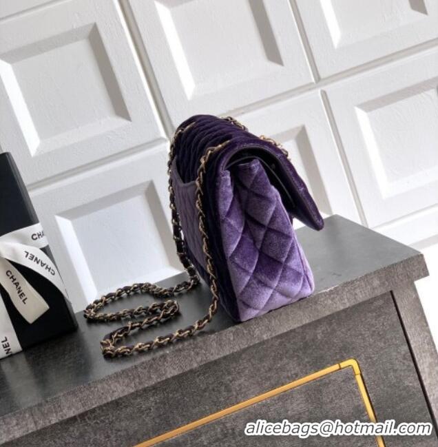 Market Sells Chanel Velvet Classic 11.12 Flap Handbag A01112 Purple 2025