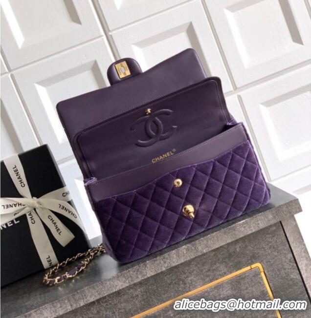 Market Sells Chanel Velvet Classic 11.12 Flap Handbag A01112 Purple 2025