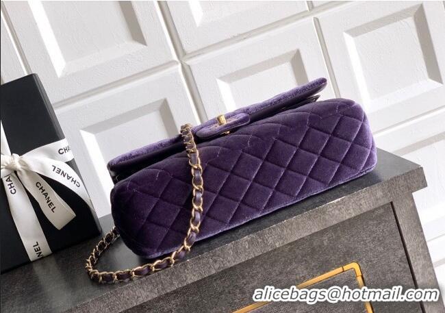 Market Sells Chanel Velvet Classic 11.12 Flap Handbag A01112 Purple 2025