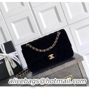 Best Price Chanel Velvet Classic 11.12 Flap Handbag A01112 Black 2025