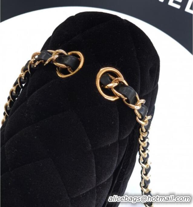 Best Price Chanel Velvet Classic 11.12 Flap Handbag A01112 Black 2025