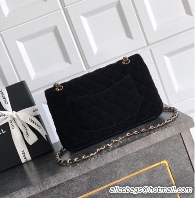 Best Price Chanel Velvet Classic 11.12 Flap Handbag A01112 Black 2025