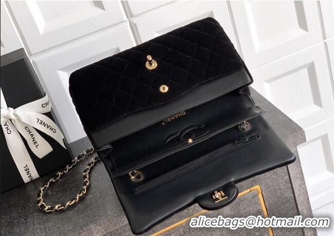Best Price Chanel Velvet Classic 11.12 Flap Handbag A01112 Black 2025