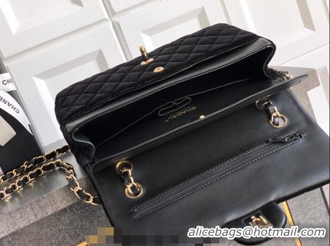 Best Price Chanel Velvet Classic 11.12 Flap Handbag A01112 Black 2025