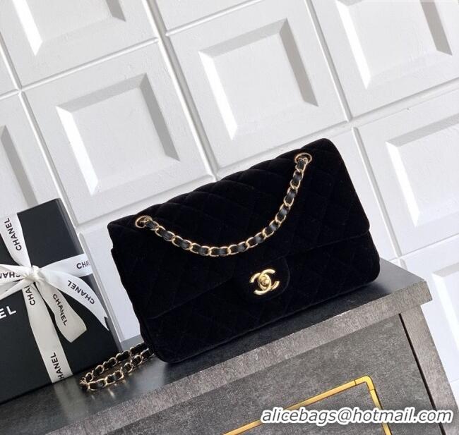 Best Price Chanel Velvet Classic 11.12 Flap Handbag A01112 Black 2025
