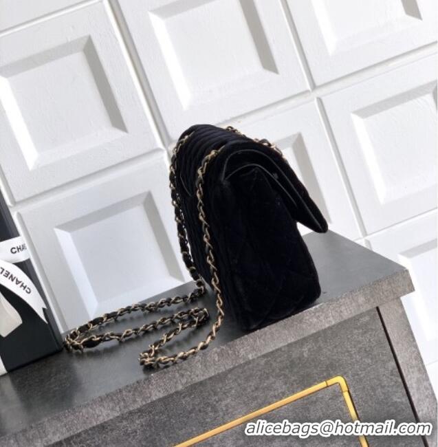 Best Price Chanel Velvet Classic 11.12 Flap Handbag A01112 Black 2025