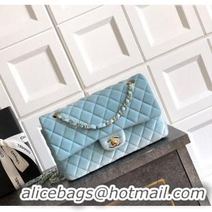 Sophisticated Chanel Velvet Classic 11.12 Flap Handbag A01112 Lake Blue 2025