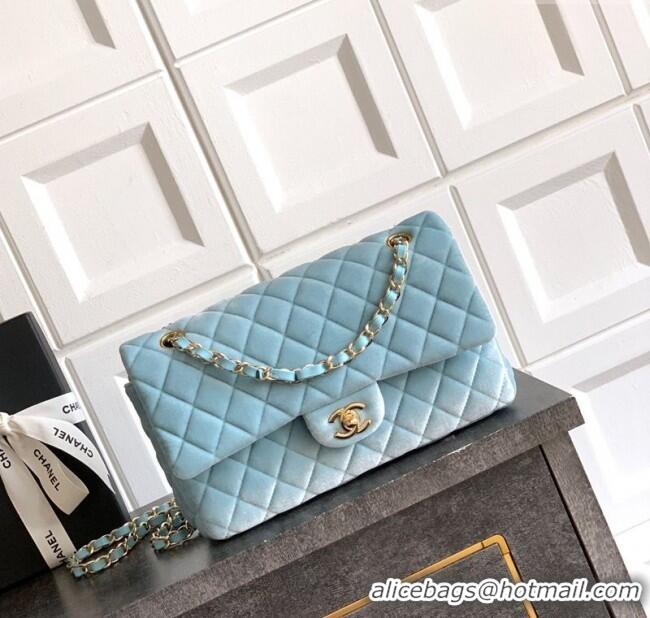 Sophisticated Chanel Velvet Classic 11.12 Flap Handbag A01112 Lake Blue 2025