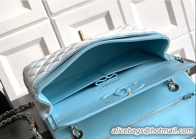 Sophisticated Chanel Velvet Classic 11.12 Flap Handbag A01112 Lake Blue 2025