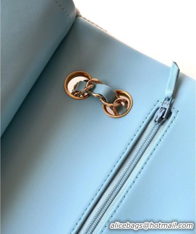 Sophisticated Chanel Velvet Classic 11.12 Flap Handbag A01112 Lake Blue 2025