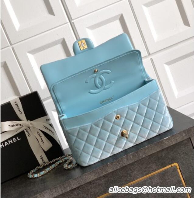 Sophisticated Chanel Velvet Classic 11.12 Flap Handbag A01112 Lake Blue 2025