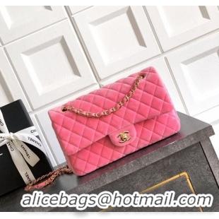 Market Sells Chanel Velvet Classic 11.12 Flap Handbag A01112 Sakura Pink 2025
