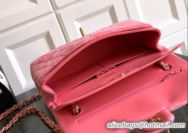 Market Sells Chanel Velvet Classic 11.12 Flap Handbag A01112 Sakura Pink 2025