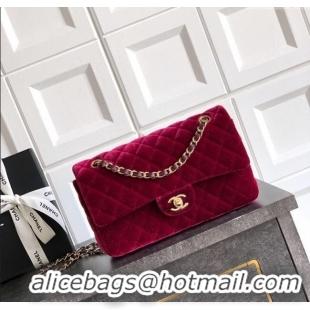 Best Price Chanel Velvet Classic 11.12 Flap Handbag A01112 Red 2025