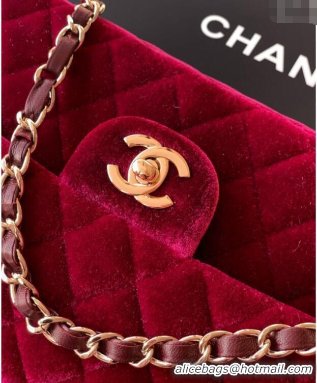 Best Price Chanel Velvet Classic 11.12 Flap Handbag A01112 Red 2025