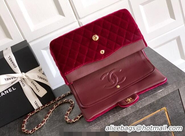 Best Price Chanel Velvet Classic 11.12 Flap Handbag A01112 Red 2025