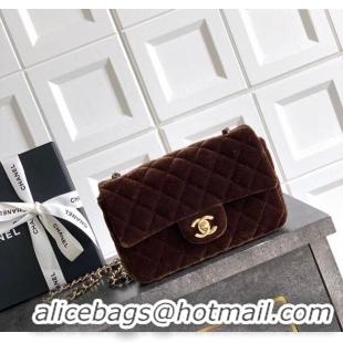 Best Quality Chanel Velvet Classic Mini Flap Handbag A69900 Dark Brown 2025