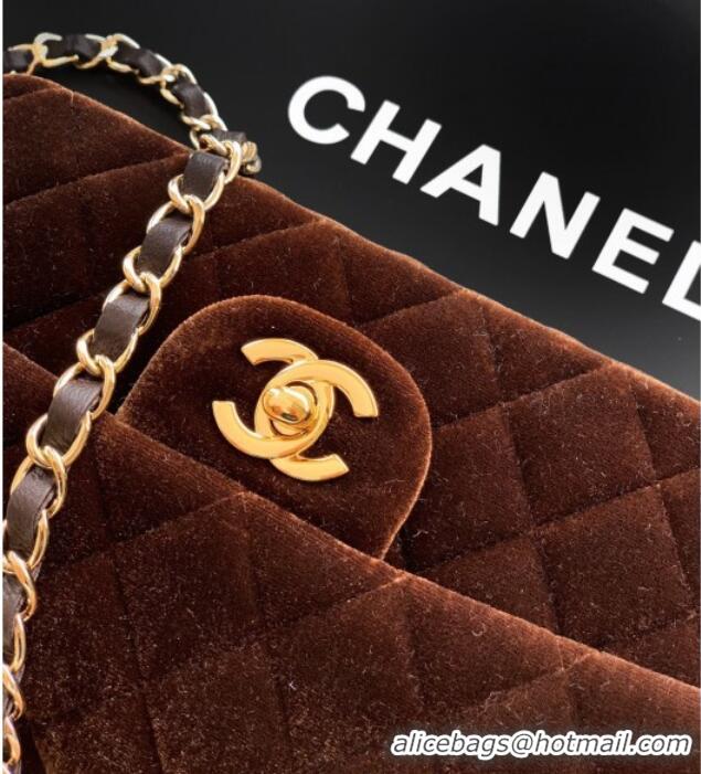 Best Quality Chanel Velvet Classic Mini Flap Handbag A69900 Dark Brown 2025