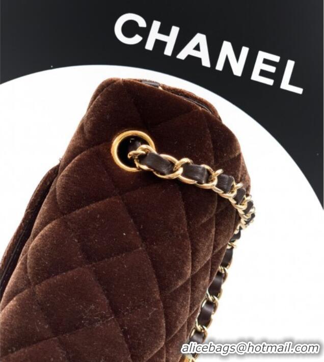 Best Quality Chanel Velvet Classic Mini Flap Handbag A69900 Dark Brown 2025