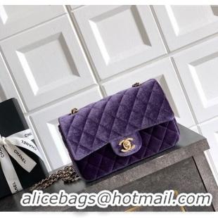 Best Quality Chanel Velvet Classic Mini Flap Handbag A69900 Purple 2025