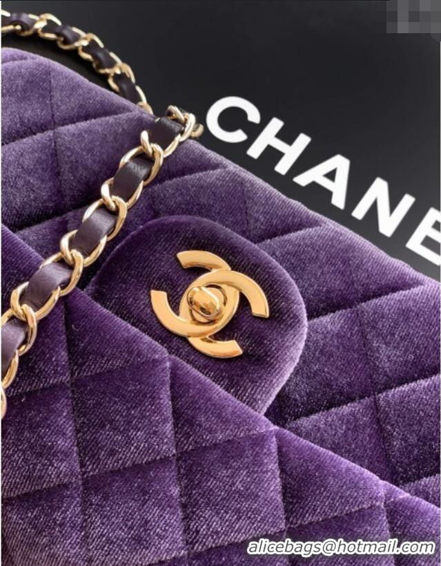 Best Quality Chanel Velvet Classic Mini Flap Handbag A69900 Purple 2025