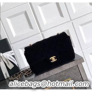 Inexpensive Chanel Velvet Classic Mini Flap Handbag A69900 Black 2025