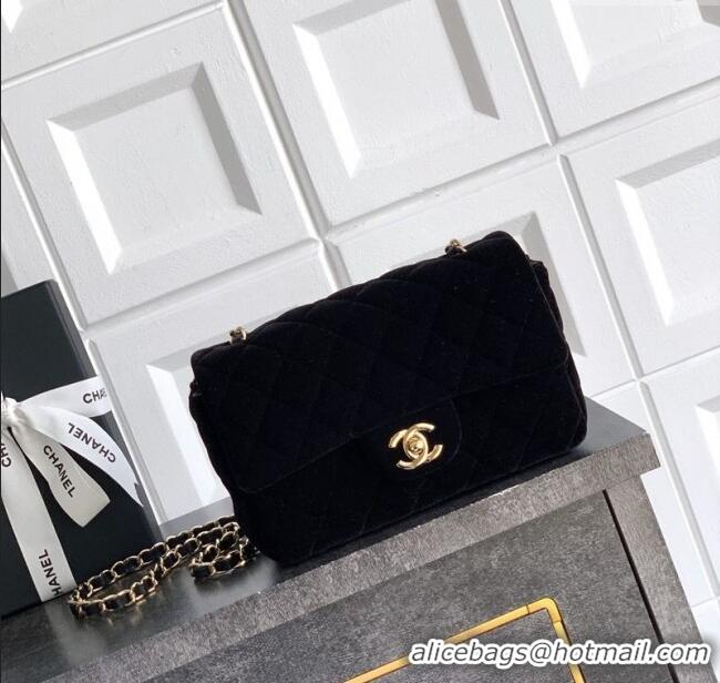 Inexpensive Chanel Velvet Classic Mini Flap Handbag A69900 Black 2025