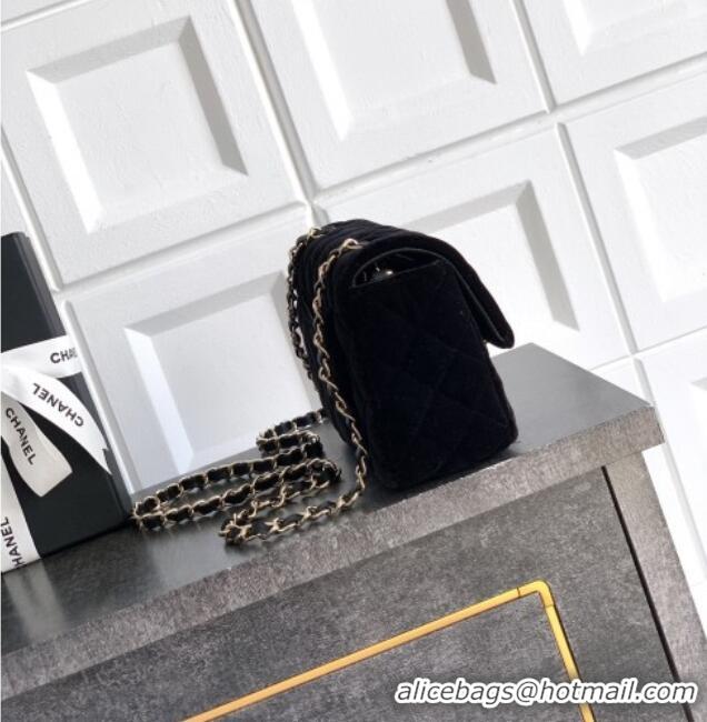 Inexpensive Chanel Velvet Classic Mini Flap Handbag A69900 Black 2025