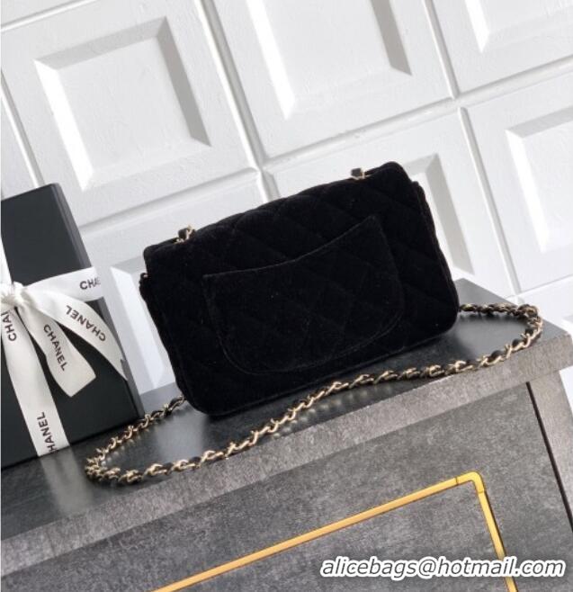 Inexpensive Chanel Velvet Classic Mini Flap Handbag A69900 Black 2025