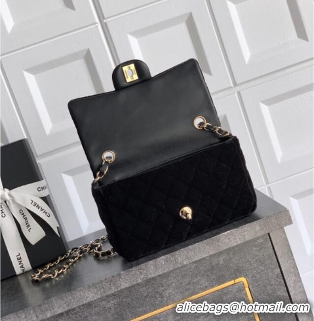 Inexpensive Chanel Velvet Classic Mini Flap Handbag A69900 Black 2025