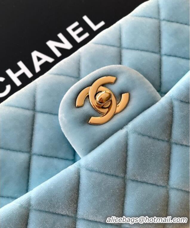 Market Sells Chanel Velvet Classic Mini Flap Handbag A69900 Sakura Blue 2025