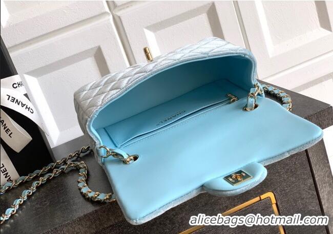 Market Sells Chanel Velvet Classic Mini Flap Handbag A69900 Sakura Blue 2025