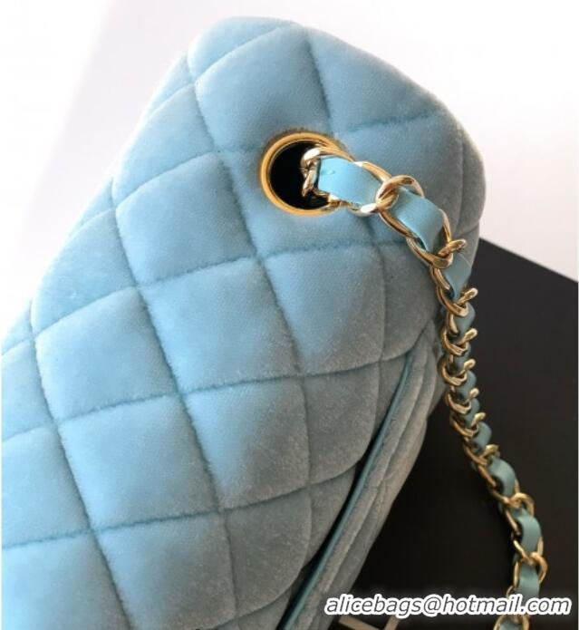 Market Sells Chanel Velvet Classic Mini Flap Handbag A69900 Sakura Blue 2025