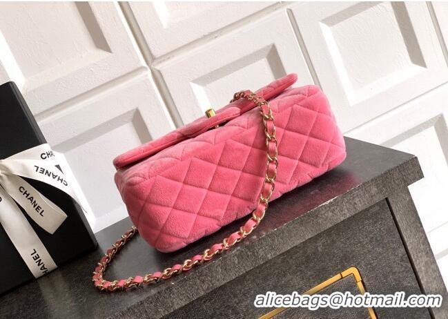 Free Shipping Chanel Velvet Classic Mini Flap Handbag A69900 Sakura Pink 2025